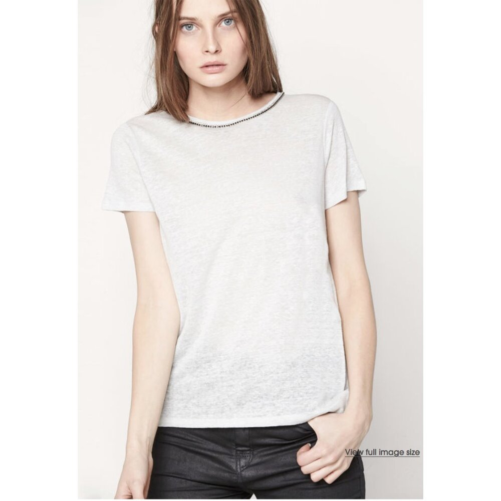 Maje Linen t-shirt with rhinestones, size 2 (M)